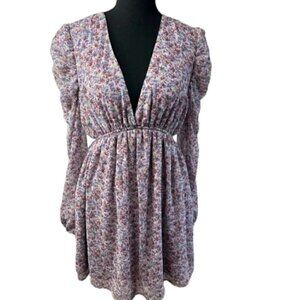 Wild Fable Women’s Purple Floral Puff Sleeve Dress Size Medium